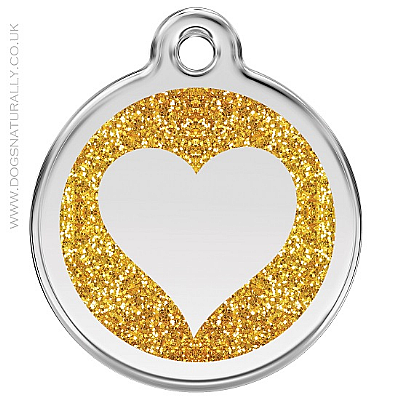 Gold Glitter Heart Dog ID Tag (3 sizes)